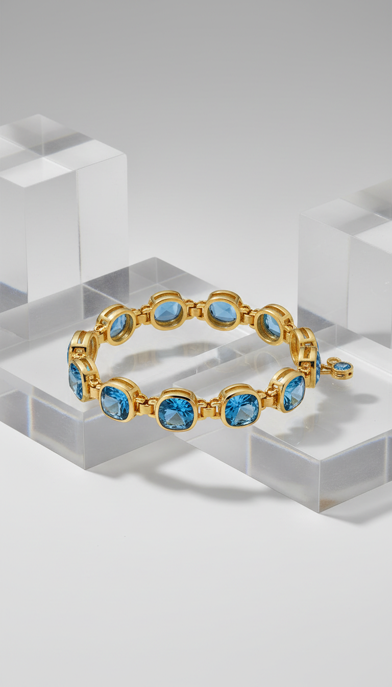 Blue Topaz Crystal Link Bracelet